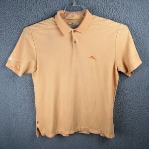 Tommy Bahama‎ Shirt Mens Large Orange Polo Short Sleeve Golf Boat Fishing Marlin